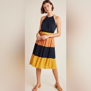 LIKE NEW ANTHROPOLOGIE CURRENT AIR JESS COLOR BLOCKED MIDI DRESS
